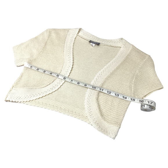 Gabriel New York Cream Short Sleeves Solid Open Front Crop Vest/Top Size S - Picture 5 of 11